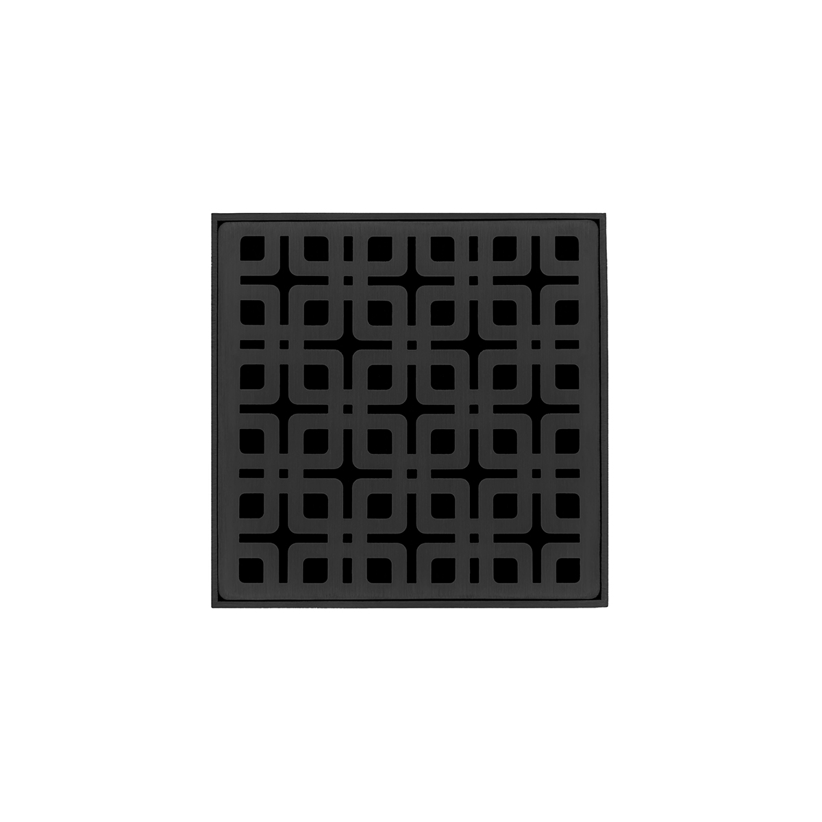 Infinity Drain® K4BK 4" x 4" Strainer with Link Pattern Decorative Plate and 2" Throat in Matte Black