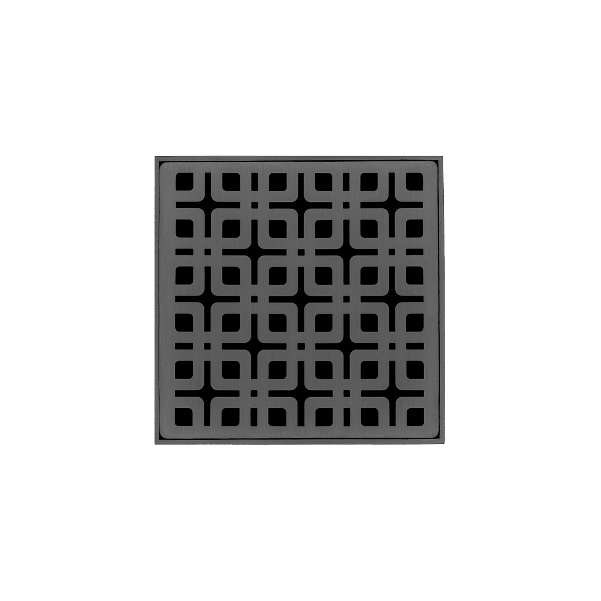 Infinity Drain® K4GM 4" x 4" Strainer with Link Pattern Decorative Plate and 2" Throat in Gunmetal