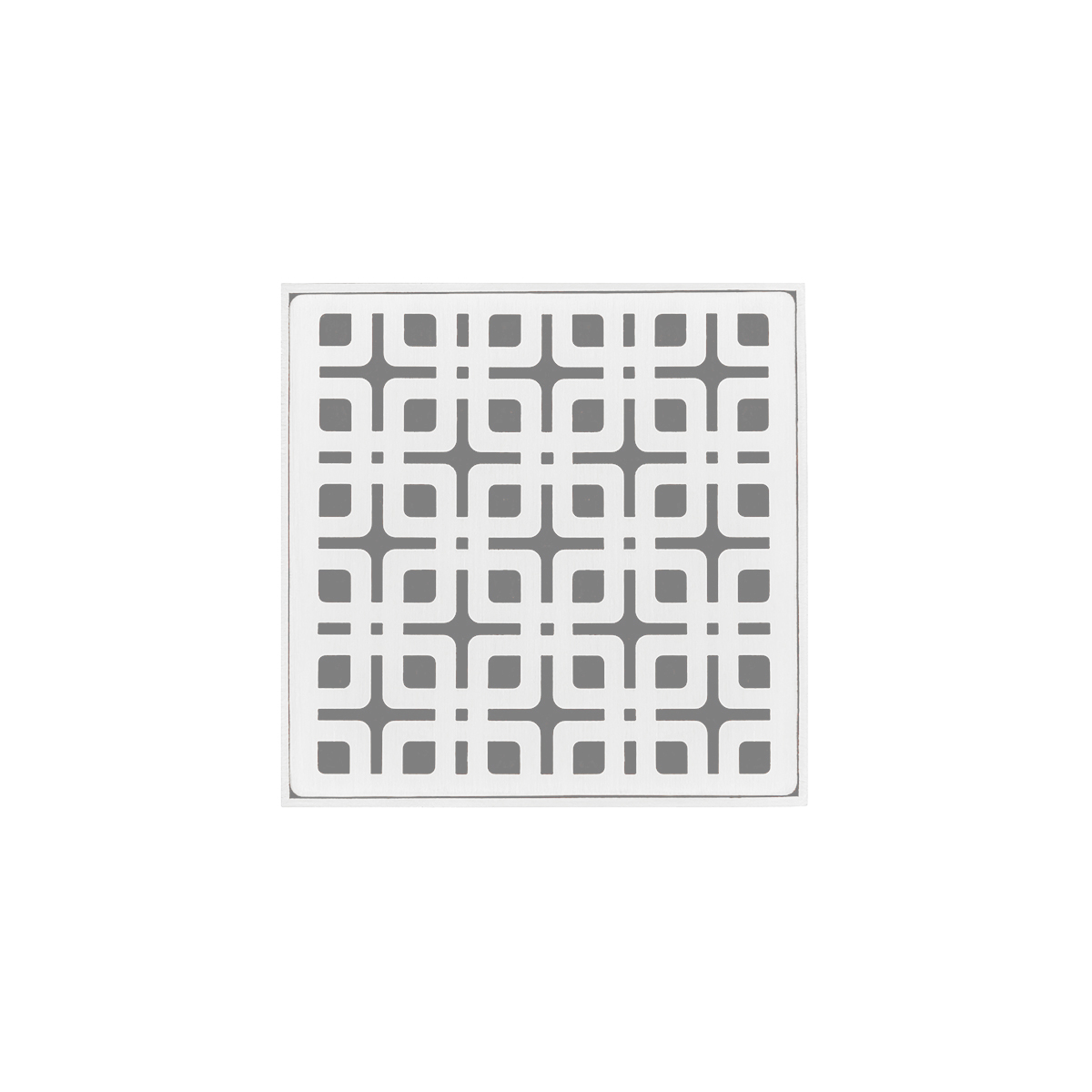 Infinity Drain® K4MW 4" x 4" Strainer with Link Pattern Decorative Plate and 2" Throat in Matte White