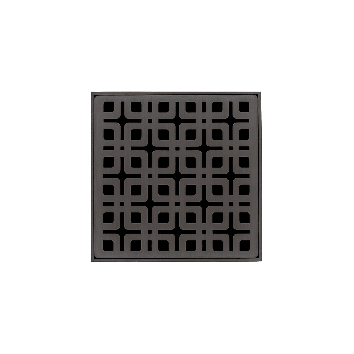 Infinity Drain® K4ORB 4" x 4" Strainer with Link Pattern Decorative Plate and 2" Throat in Oil Rubbed Bronze