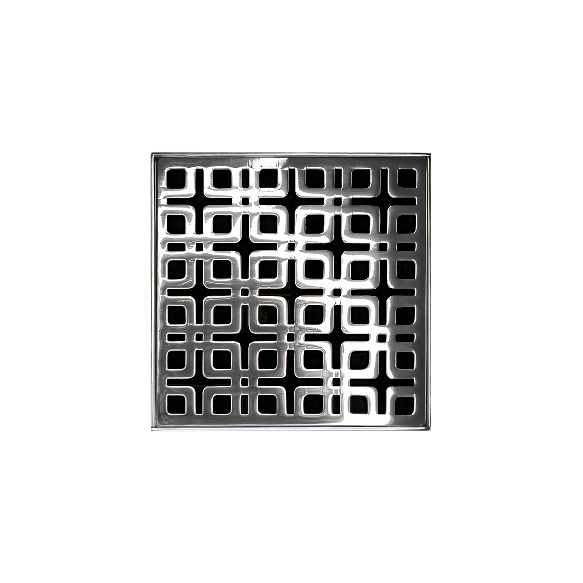 Infinity Drain® K4PS 4" x 4" Strainer with Link Pattern Decorative Plate and 2" Throat in Polished Stainless