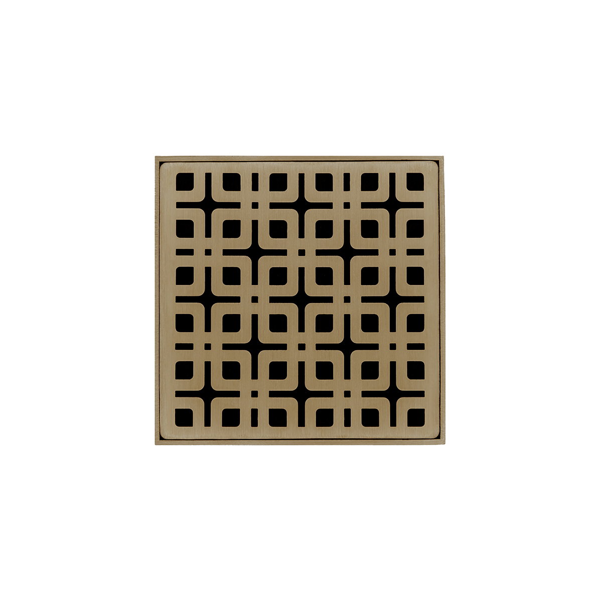 Infinity Drain® K4SB 4" x 4" Strainer with Link Pattern Decorative Plate and 2" Throat in Satin Bronze