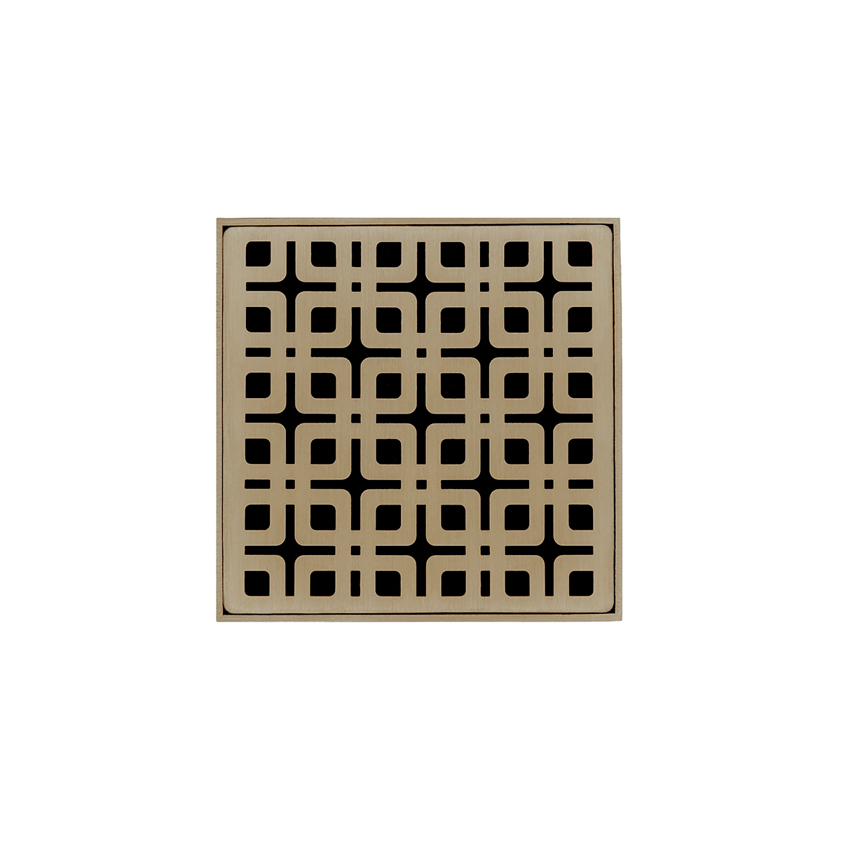 Infinity Drain® K4SC 4" x 4" Strainer with Link Pattern Decorative Plate and 2" Throat in Satin Champagne