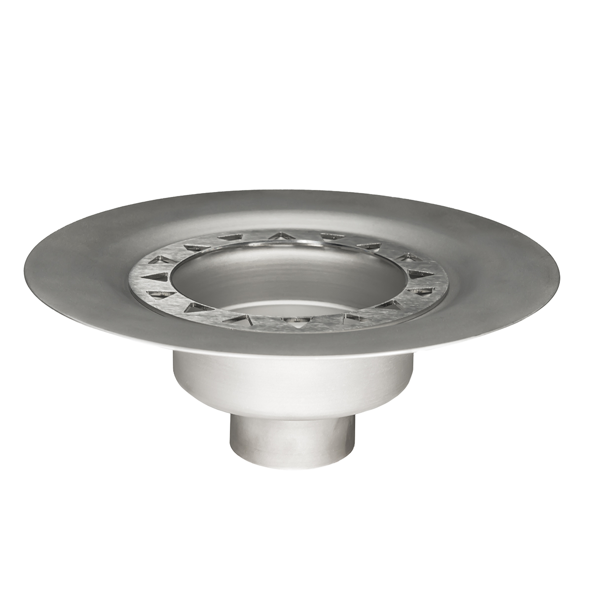 Infinity Drain® BFS42 Bonded Flange Stainless Steel Drain 4" Throat, 2" No Hub Outlet