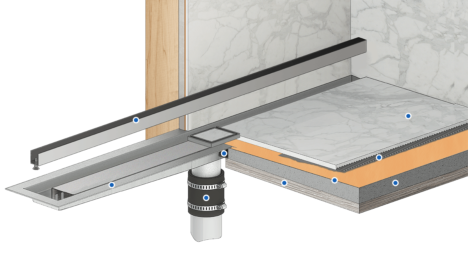 Flange with Schluter-Kerdi (FCS)