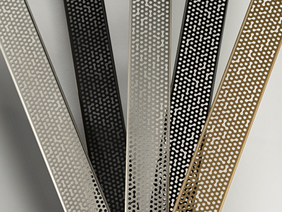 Photo of the Infinity Drain specialty finishes.